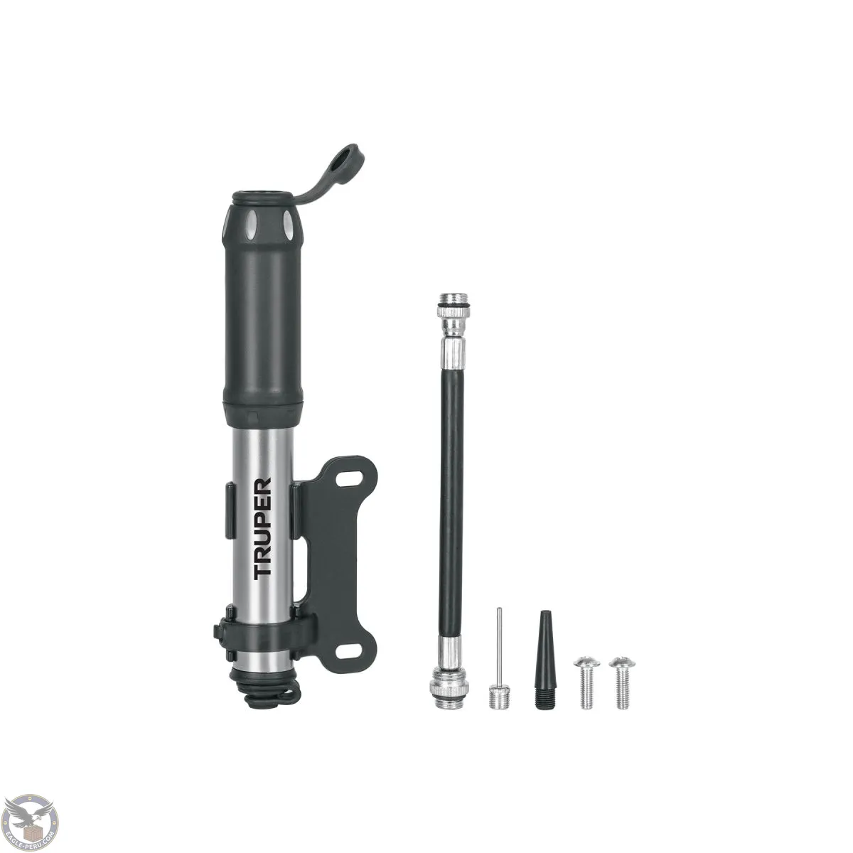 Mini inflador manual de aluminio para bicicleta, 75 PSI, Truper 11997