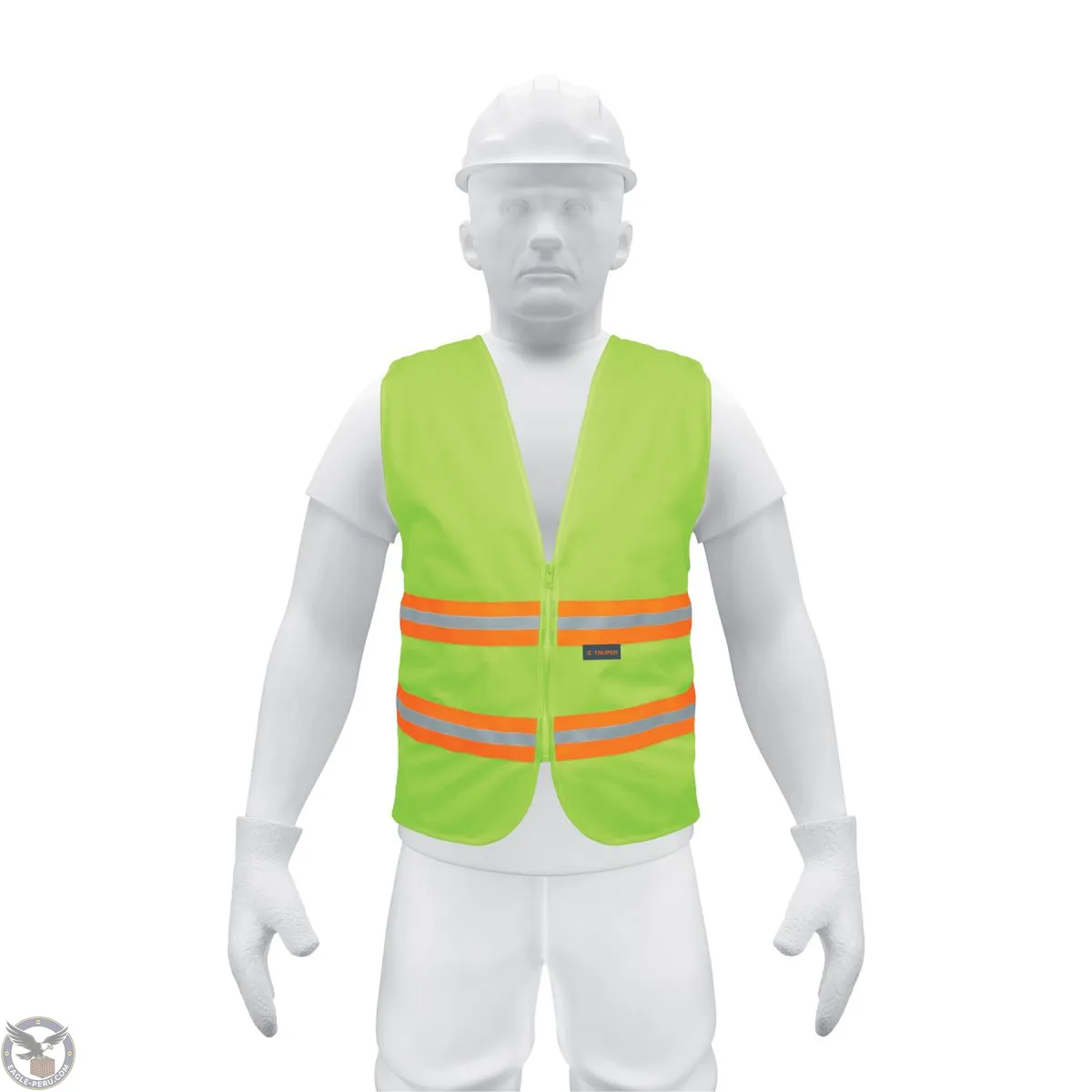 Chaleco de seguridad verde, cinta doble reflectante, alta visibilidad, con cierre, Truper 13474