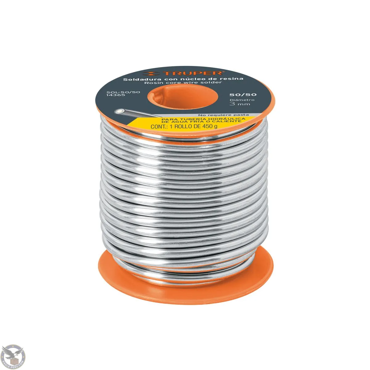 Soldadura con núcleo resina 50/50, tubería hidráulica, 3mm, 8.5m, 450 g, Truper 14365