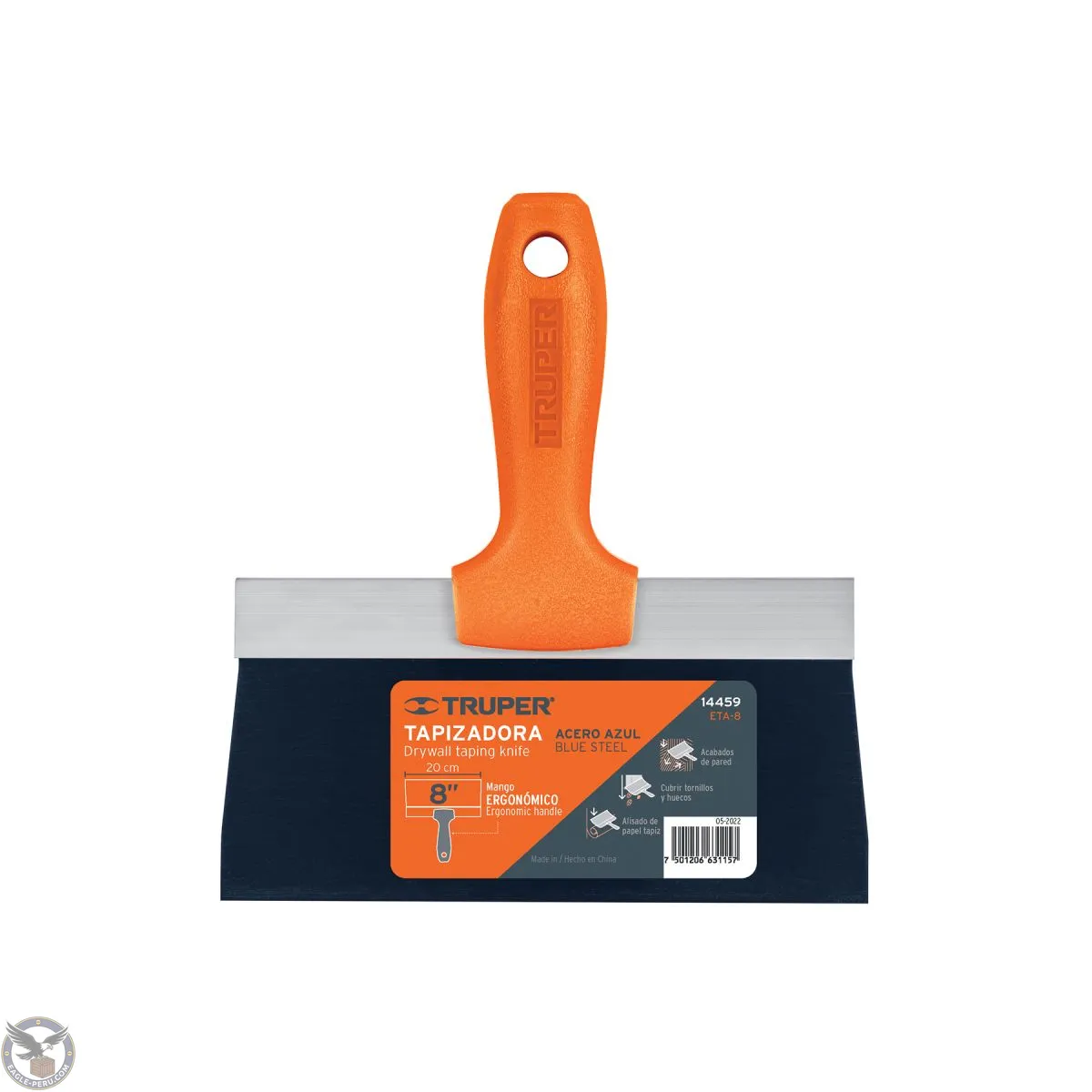 Espátula tapizadora de 8" acero al medio carbono, Truper 14459