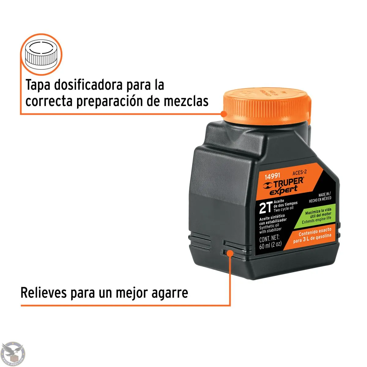 Aceite sintético para motor de 2 tiempos de 58 ml (2 oz), Truper 14991