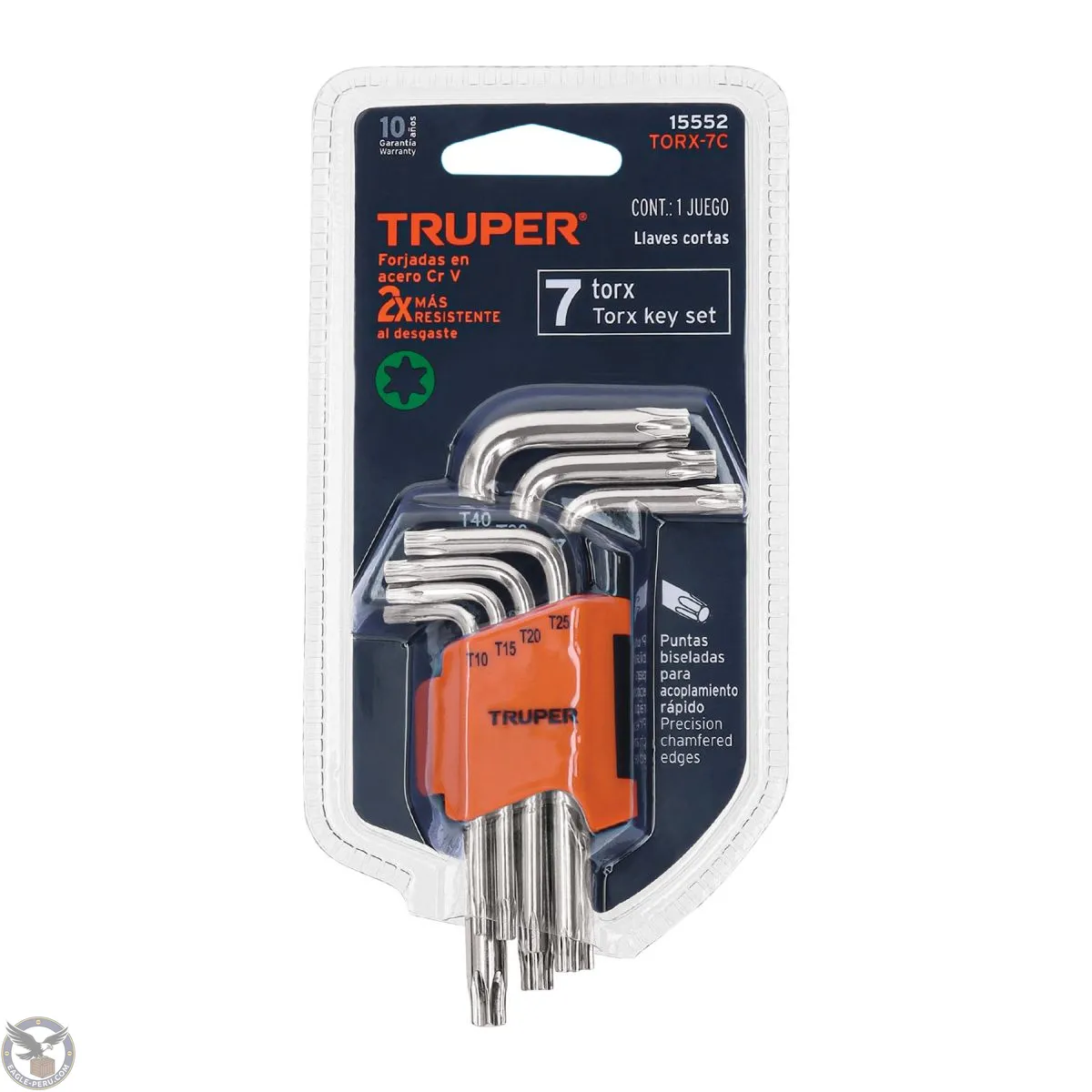 Juego de 7 llaves torx con organizador, Truper 15552 - EAGLE-PERÚ