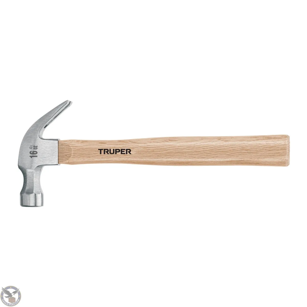 Martillo pulido 16 oz uña curva, mango madera, Truper 16752