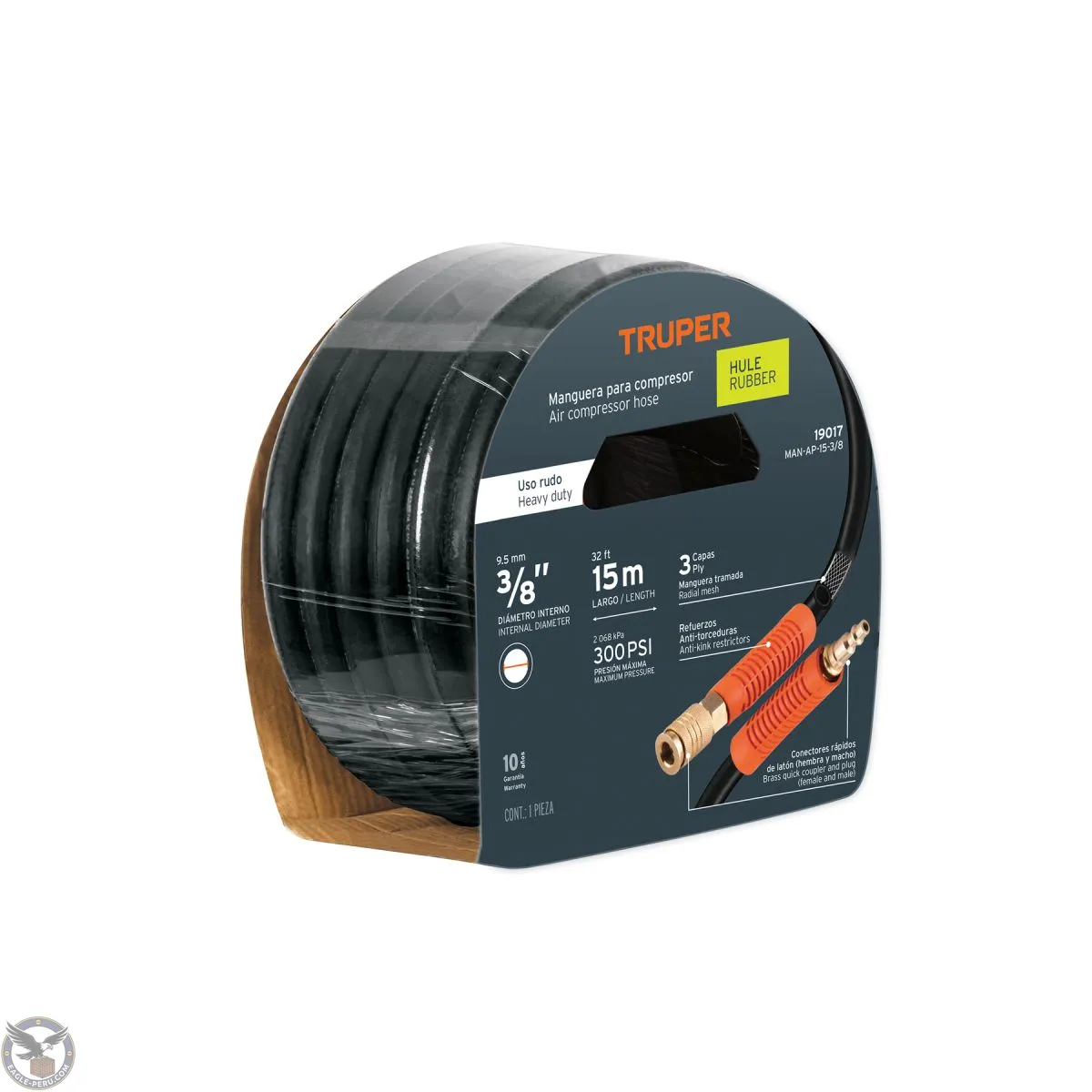 Rollo de 15 m de manguera 3/8" de hule para compresora, Truper 19017