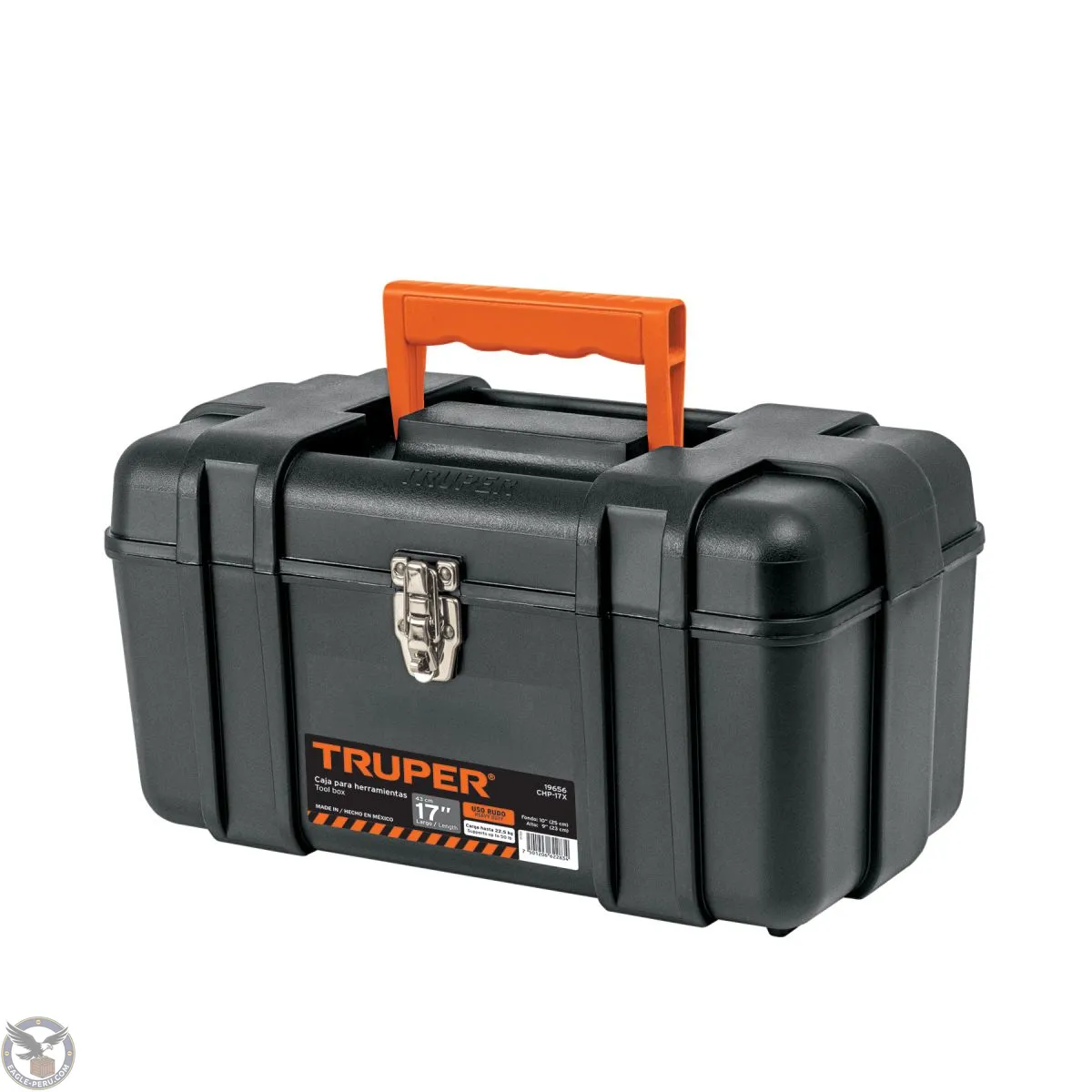 Caja de para herramienta de 17" industrial, broches metálicos, Truper 19656