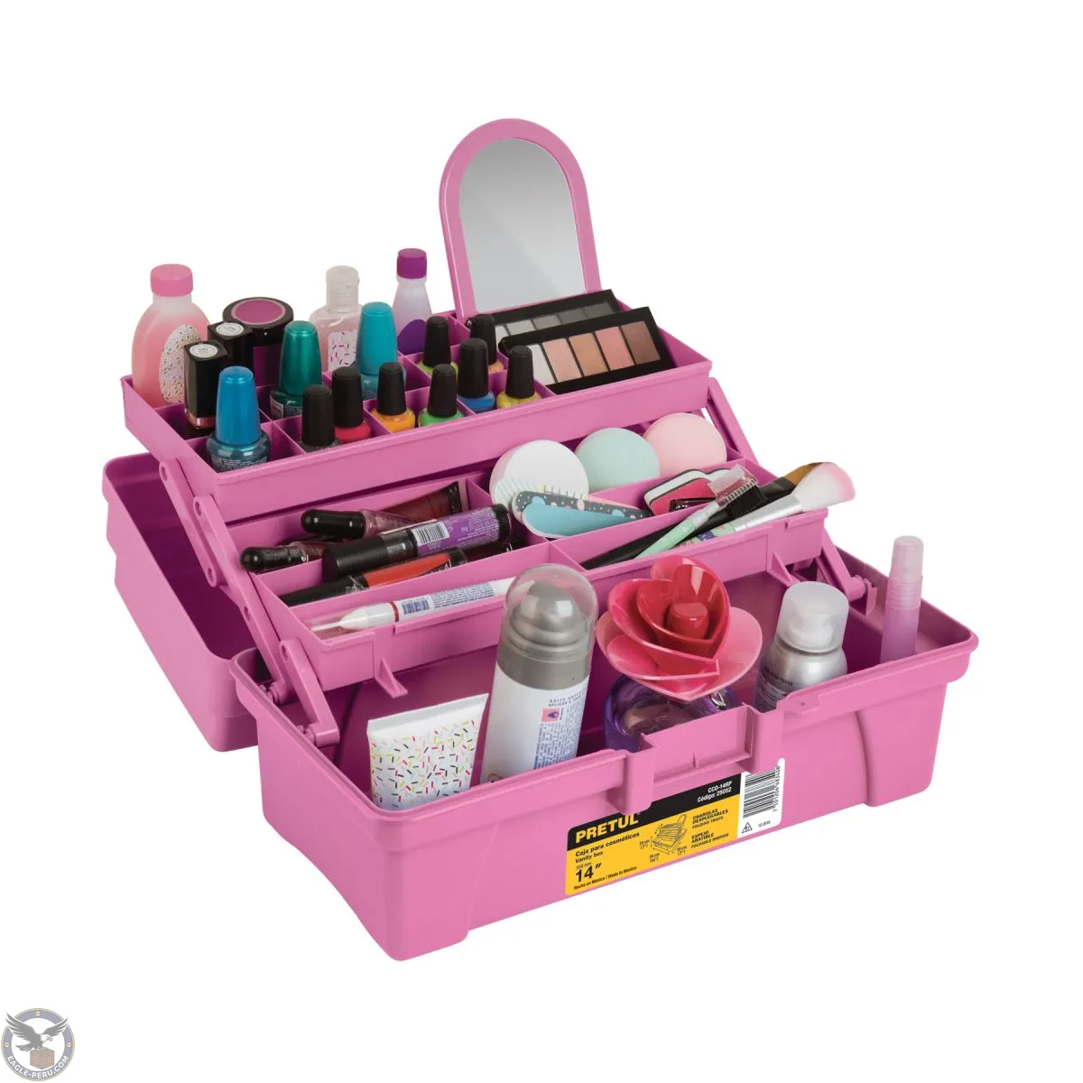Caja de cosmetiquera 14", rosa/morado, Pretul 25052