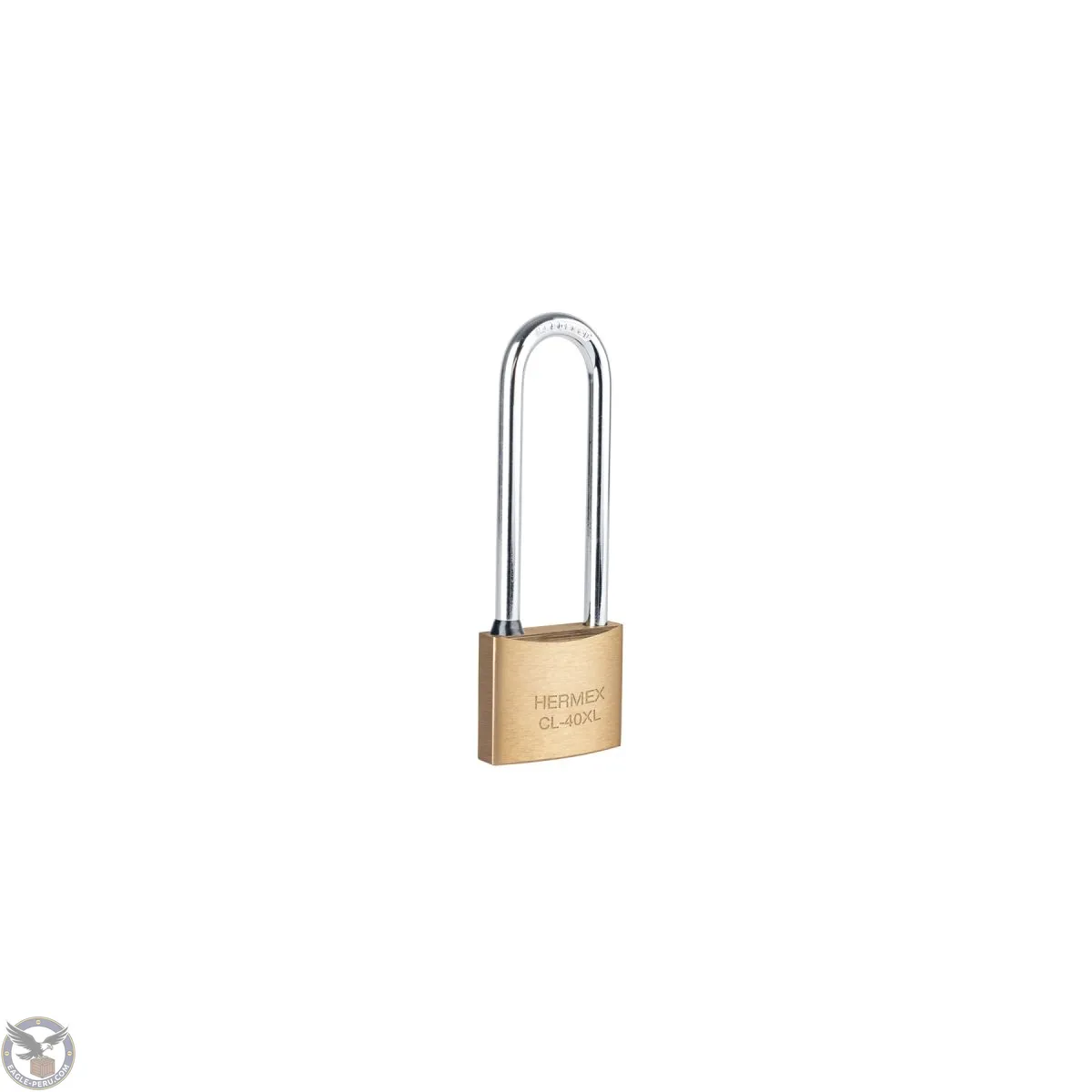 Candado de latón 40 mm arco extra largo, en blíster, Hermex 43441